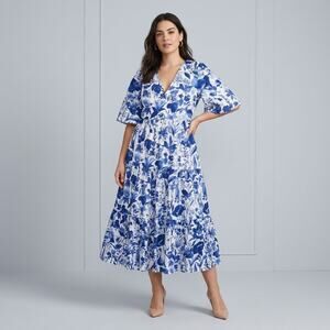 Tuckernuck Blue Floral Midi Dress Size Small